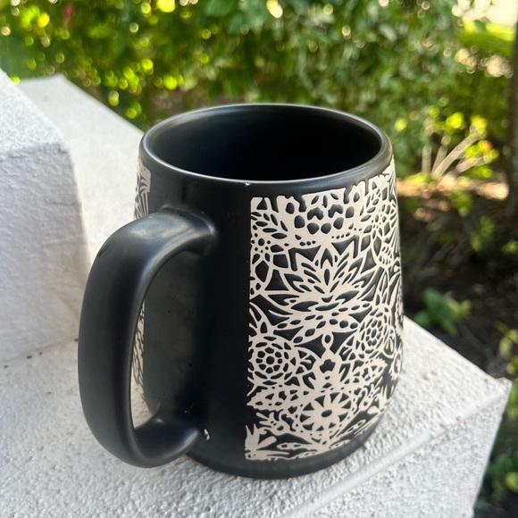 OPAL HOUSE STONEWARE LARGE CERAMIC BROWN & CREAM STENCIL DESIGN COFFEE MUG CUP - Picture 4 of 7